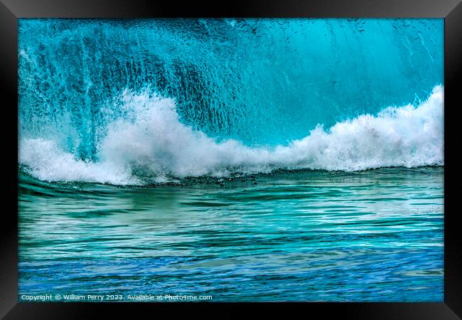 Colorful Large Wave Waimea Bay North Shore Oahu Hawaii Framed Print by William Perry
