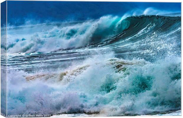 Colorful Large Wave Waimea Bay North Shore Oahu Hawaii Canvas Print by William Perry