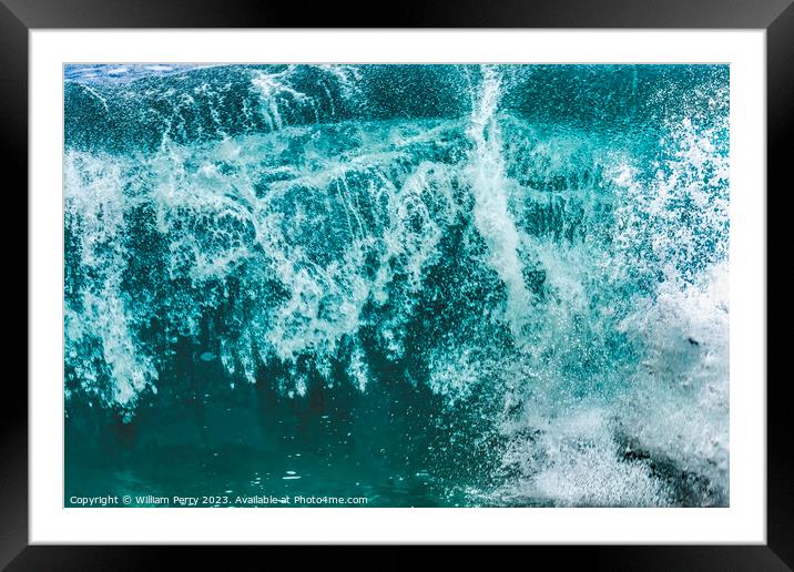 Colorful Large Wave Waimea Bay North Shore Oahu Hawaii Framed Mounted Print by William Perry