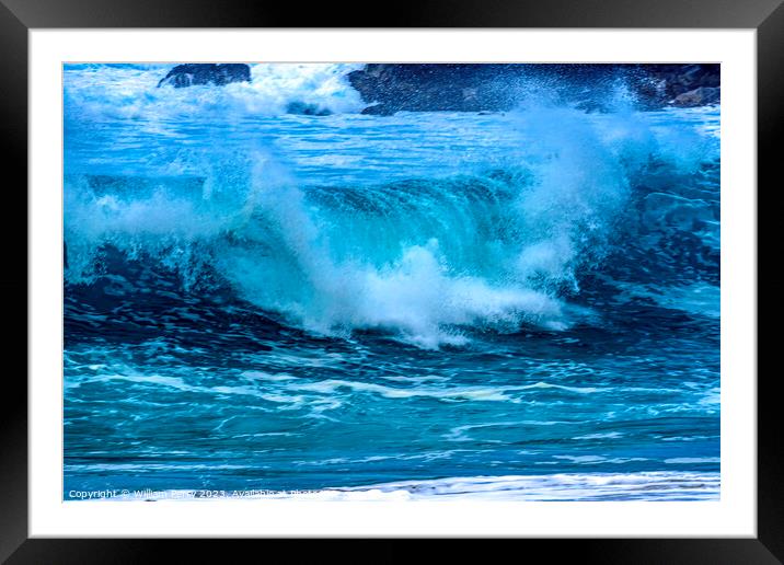 Colorful Large Wave Waimea Bay North Shore Oahu Hawaii Framed Mounted Print by William Perry