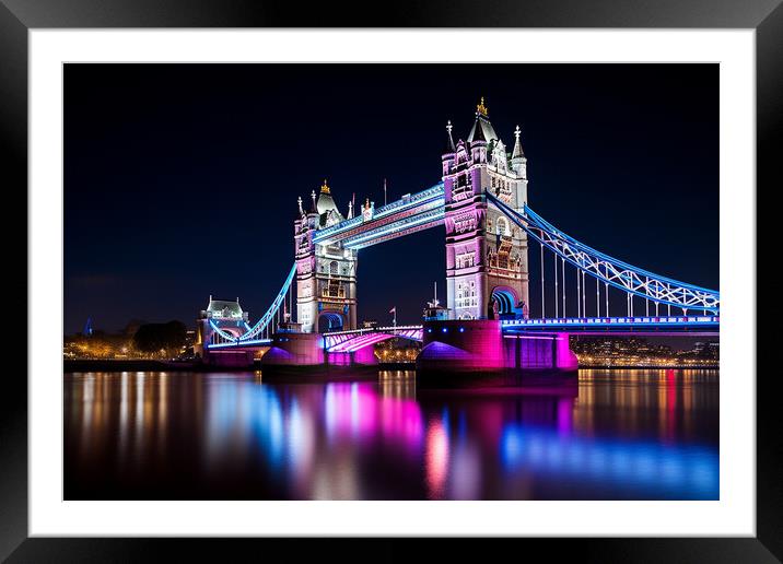Tower Bridge at Night Framed Mounted Print by Picture Wizard