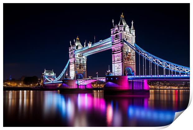 Tower Bridge at Night Print by Picture Wizard