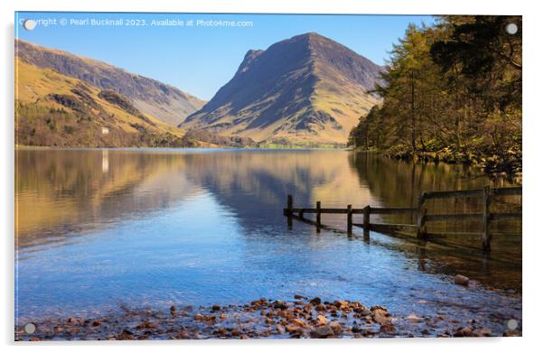 Fleetwith Pike Reflections in Buttermere Lake Dist Acrylic by Pearl Bucknall