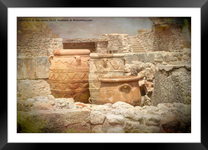 Pots at Knossos, Crete with artistic filter Framed Mounted Print by Jim Jones