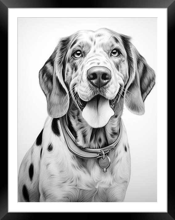 Bluetick Coonhound Pencil Drawing Framed Mounted Print by K9 Art