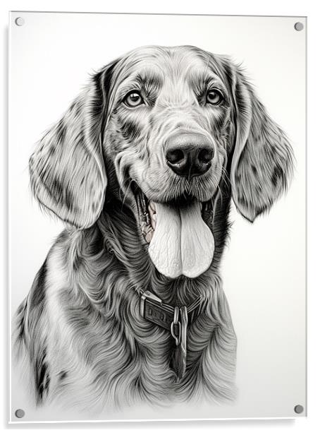 Bluetick Coonhound Pencil Drawing Acrylic by K9 Art