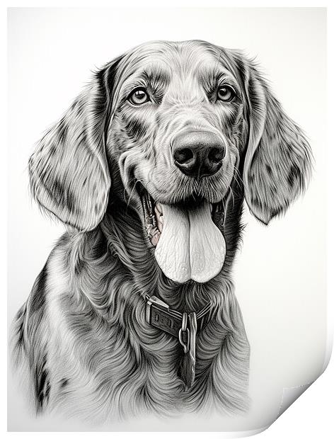 Bluetick Coonhound Pencil Drawing Print by K9 Art