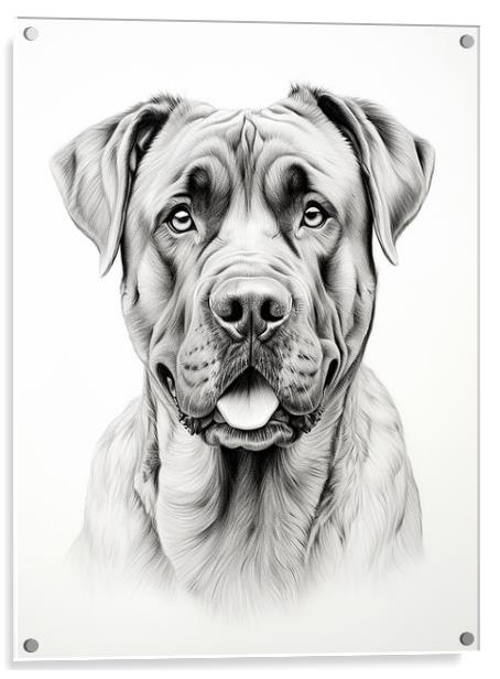 Boerboel Pencil Drawing Acrylic by K9 Art