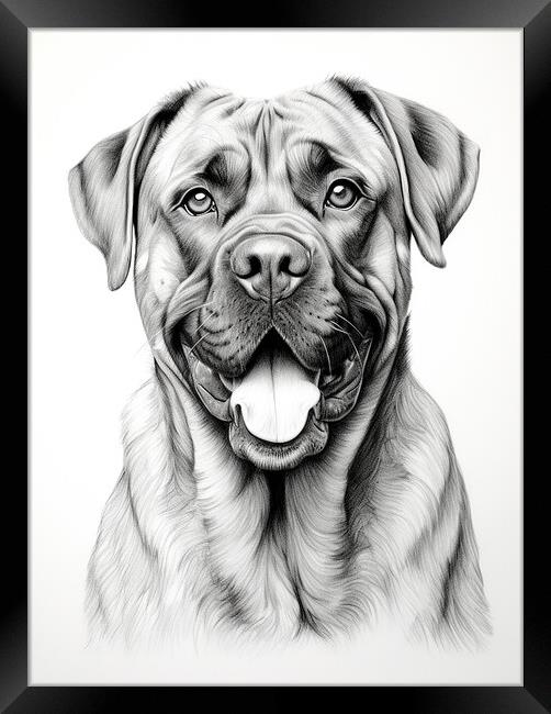 Boerboel Pencil Drawing Framed Print by K9 Art