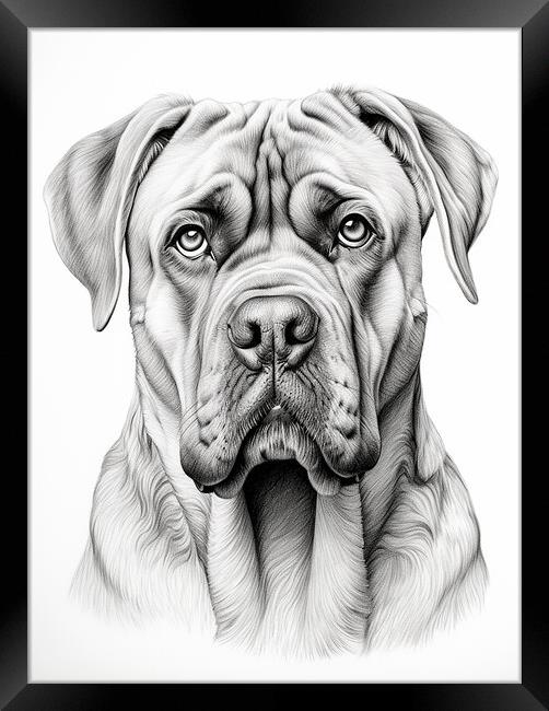 Boerboel Pencil Drawing Framed Print by K9 Art