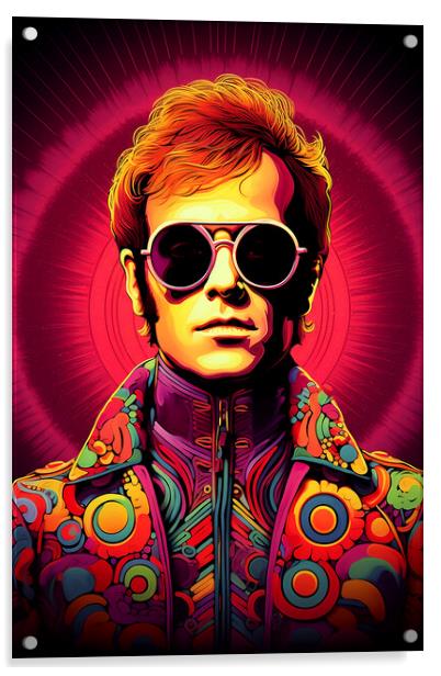Elton John Acrylic by Steve Smith