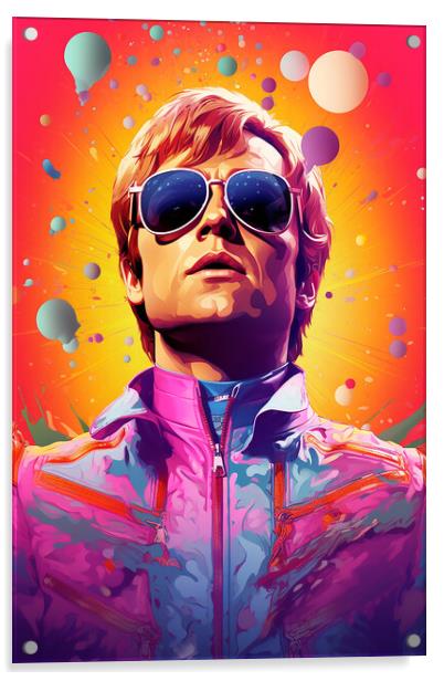 Elton John Acrylic by Steve Smith