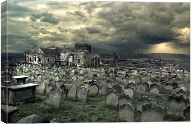 Whitby St Marys Graveyard Canvas Print by Alison Chambers