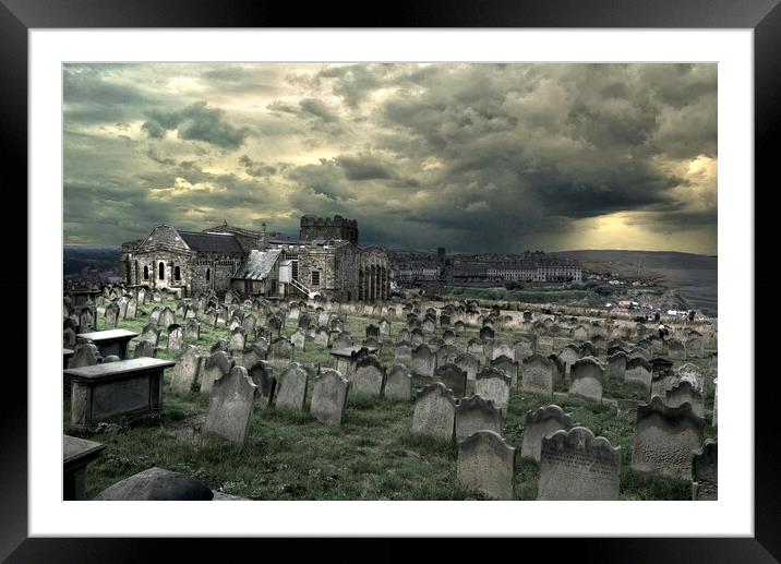Whitby St Marys Graveyard Framed Mounted Print by Alison Chambers