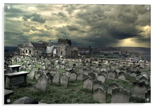 Whitby St Marys Graveyard Acrylic by Alison Chambers