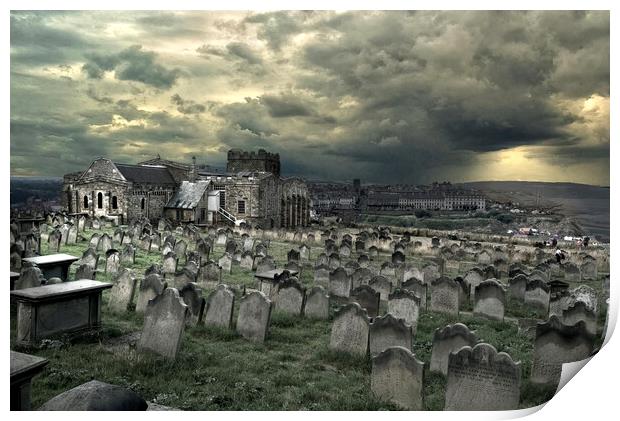 Whitby St Marys Graveyard Print by Alison Chambers