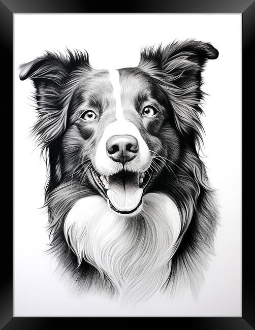 Pencil Drawing Border Collie Framed Print by K9 Art