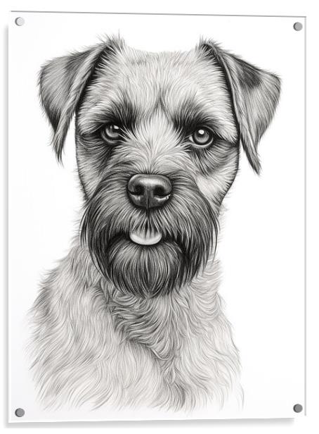 Pencil Drawing Border Terrier Acrylic by K9 Art