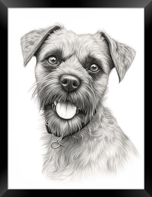 Pencil Drawing Border Terrier Framed Print by K9 Art