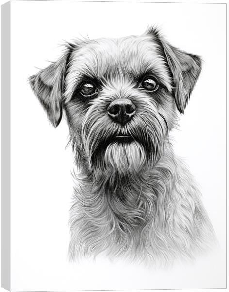 Pencil Drawing Border Terrier Canvas Print by K9 Art