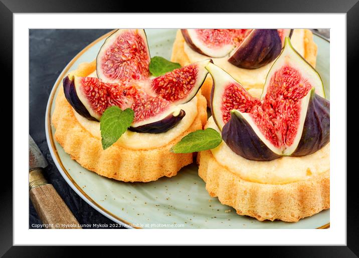 Delicious mini tartlet with figs. Framed Mounted Print by Mykola Lunov Mykola