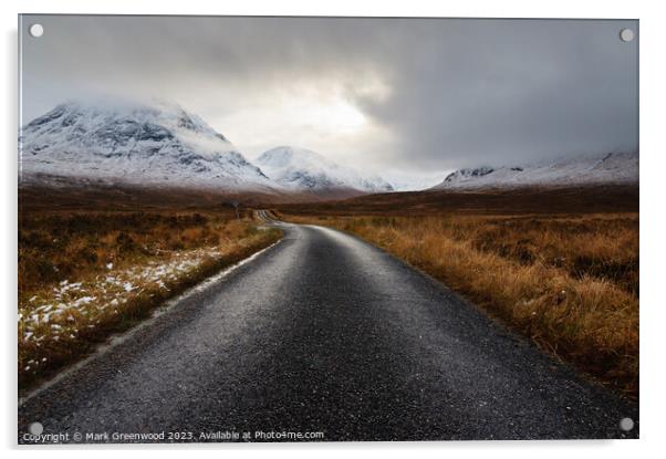 The Road To Glen Etive Acrylic by Mark Greenwood
