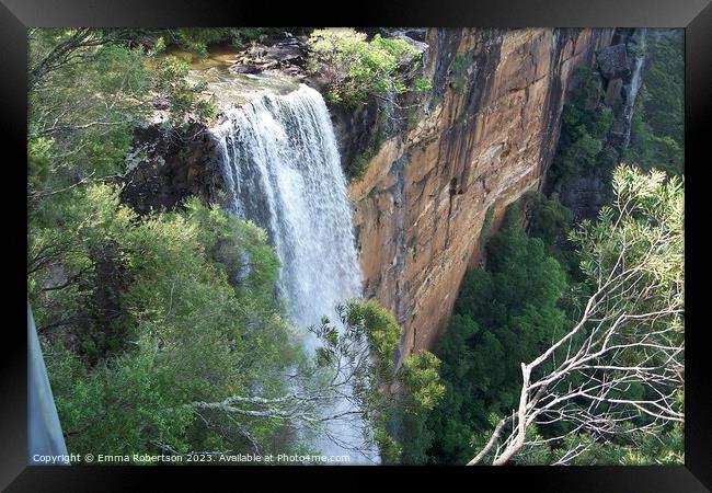 Waterfall in Blue Mountains, Australia Framed Print by Emma Robertson