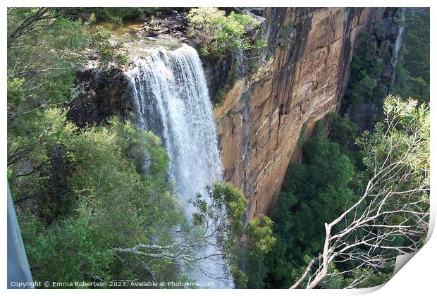 Waterfall in Blue Mountains, Australia Print by Emma Robertson