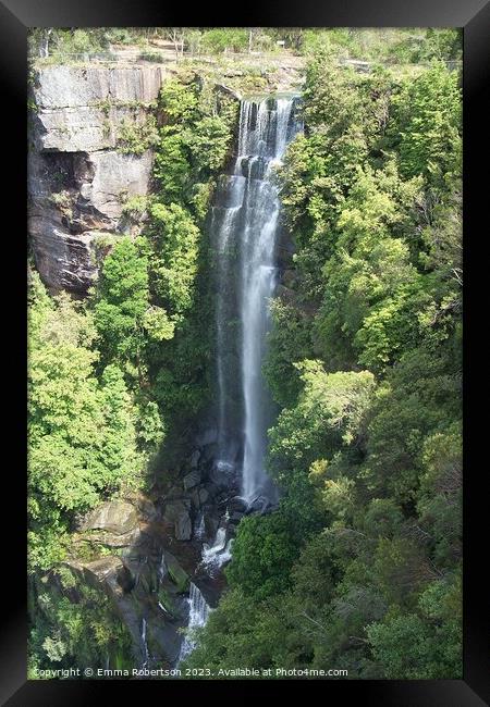 A large waterfall in the Blue Mountains, Australia Framed Print by Emma Robertson