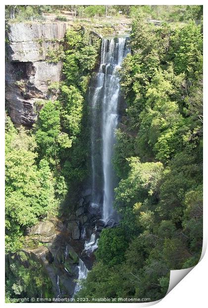 A large waterfall in the Blue Mountains, Australia Print by Emma Robertson