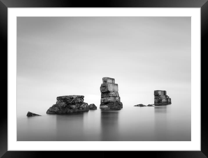 Kirkcaldy Sea Wall Black and White  Framed Mounted Print by Anthony McGeever