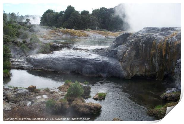 Lava flow and hot spring, Teo Pepe, New Zealand Print by Emma Robertson