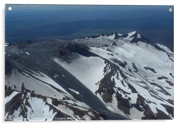 Summit of Mount Ruapehu with ash slide from recent eruption Acrylic by Emma Robertson