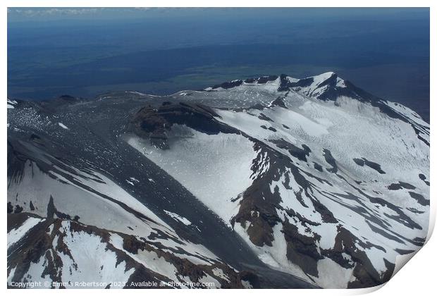 Summit of Mount Ruapehu with ash slide from recent eruption Print by Emma Robertson