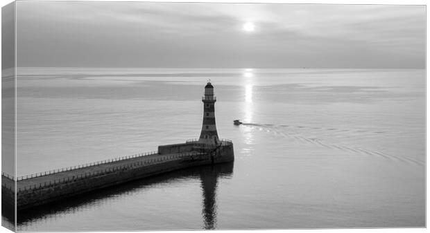 Roker Pier Black and White Canvas Print by Tim Hill