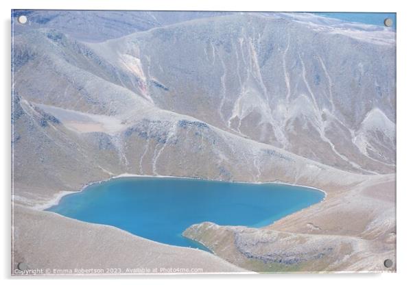 Emerald Lake from the air, Tongariro Crossing, New Zealand Acrylic by Emma Robertson