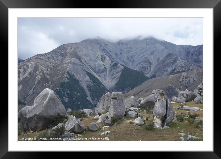 Mountain rock formations, Arthur's Pass, New Zealand Framed Mounted Print by Emma Robertson