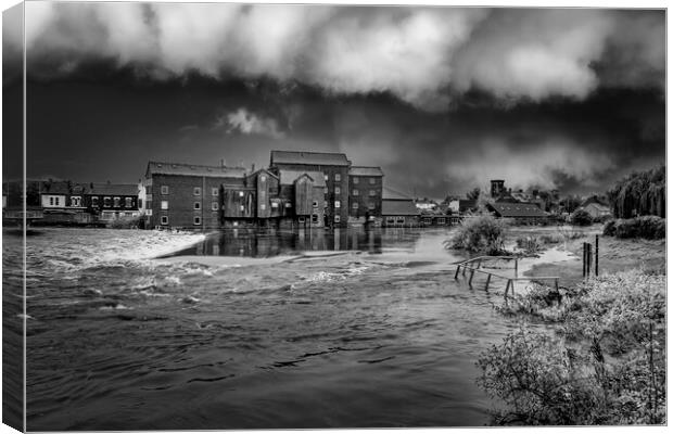 Castleford Black and White ~ Storm Babet 2023 Canvas Print by Tim Hill