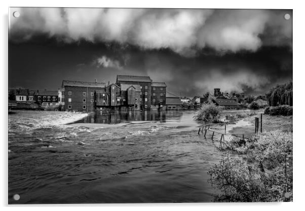 Castleford Black and White ~ Storm Babet 2023 Acrylic by Tim Hill