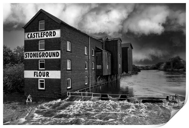 Castleford Flour Mill ~ Storm Babet 2023 Print by Tim Hill