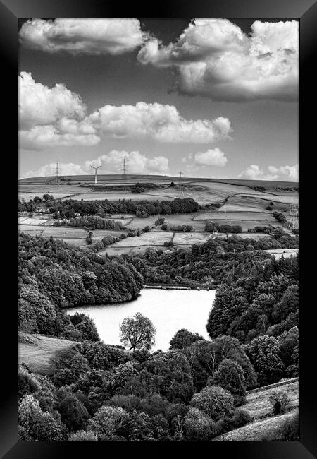 Ryburn Reservoir - Mono Framed Print by Glen Allen