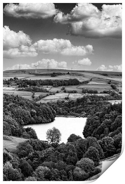 Ryburn Reservoir - Mono Print by Glen Allen