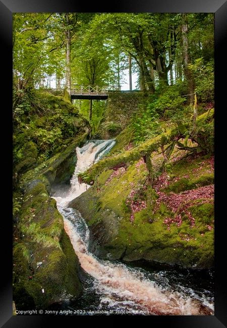 woodland cascade  Framed Print by Jonny Angle