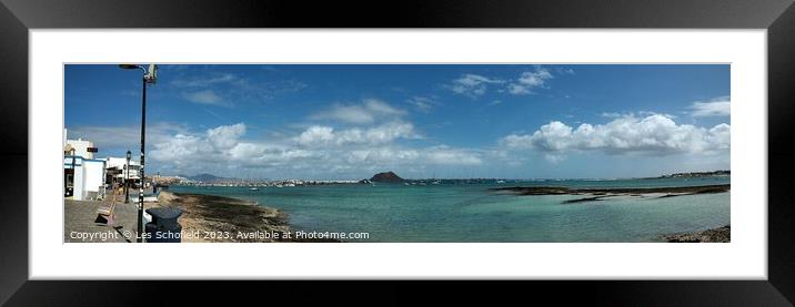 Corralejo town  Framed Mounted Print by Les Schofield
