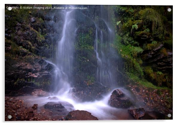 Waterfall in Golspie Sutherland Scotland Acrylic by A Chisholm