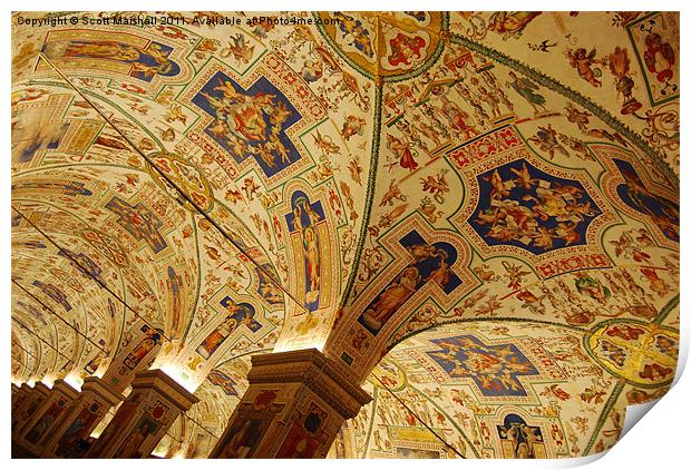 Vatican Library Roof Print by Scott K Marshall