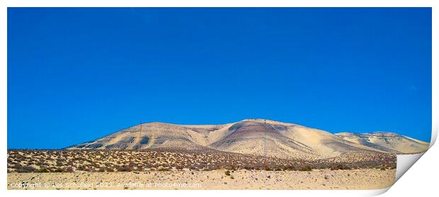 Mountains and sand dunes fuerteventura  Print by Les Schofield