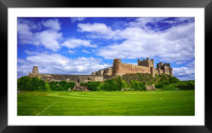 Bamburgh Castle Panorama Framed Mounted Print by Paul Grubb
