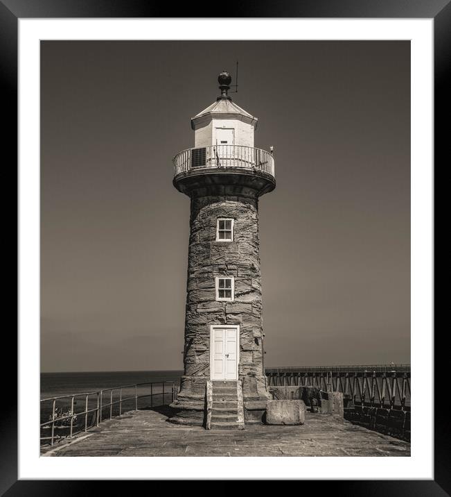 Whitby Lighthouse Art Framed Mounted Print by Paul Grubb