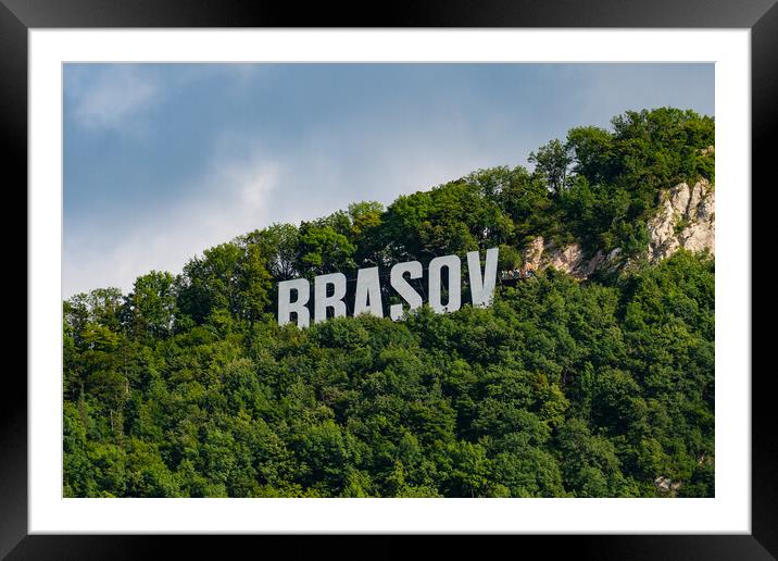 Sign of Brasov on Tampa Mountain, Romania Framed Mounted Print by Chun Ju Wu